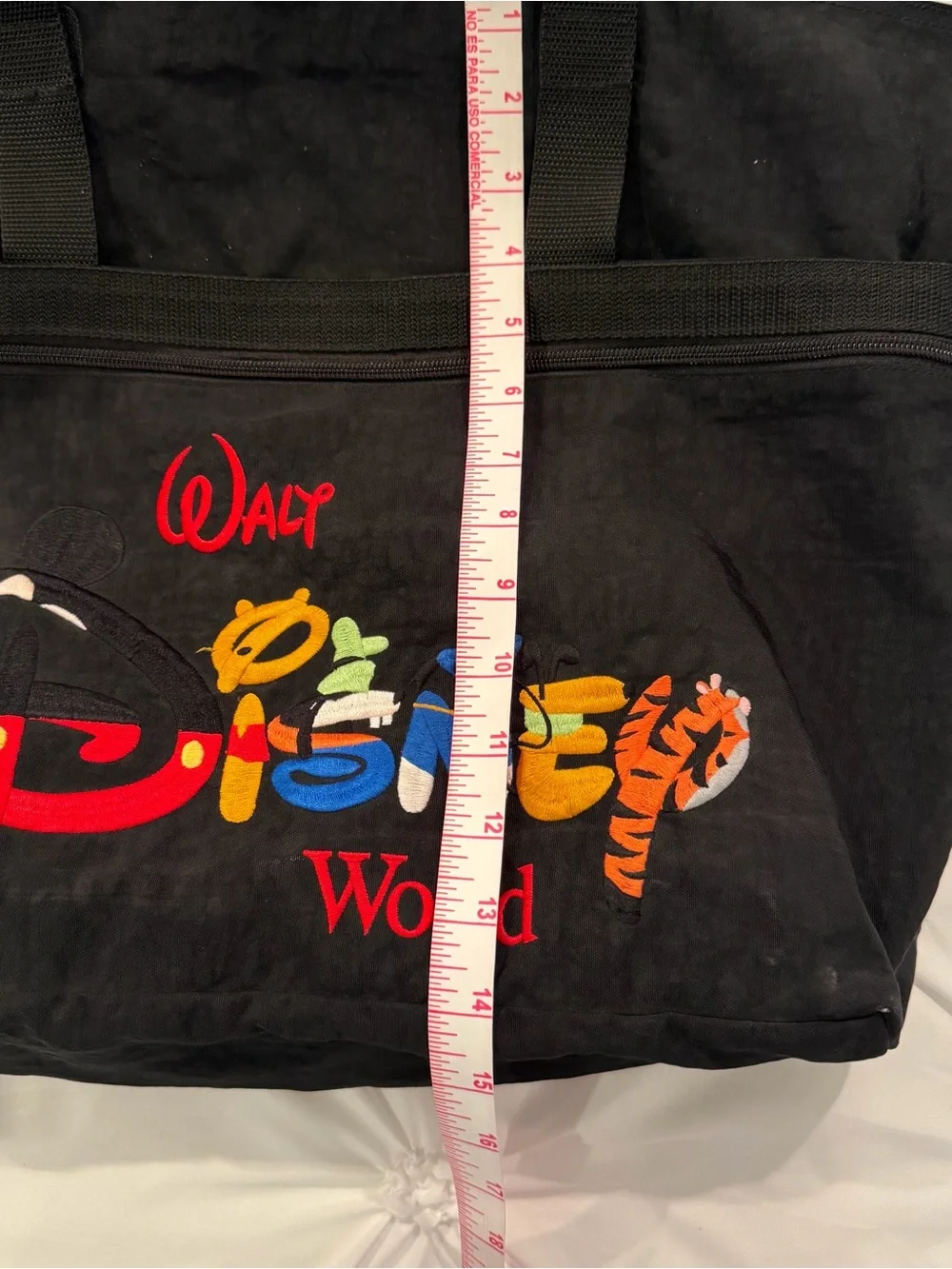 Vintage Walt Disney World Large Nylon Tote Bag Mickey Pooh Tigger
